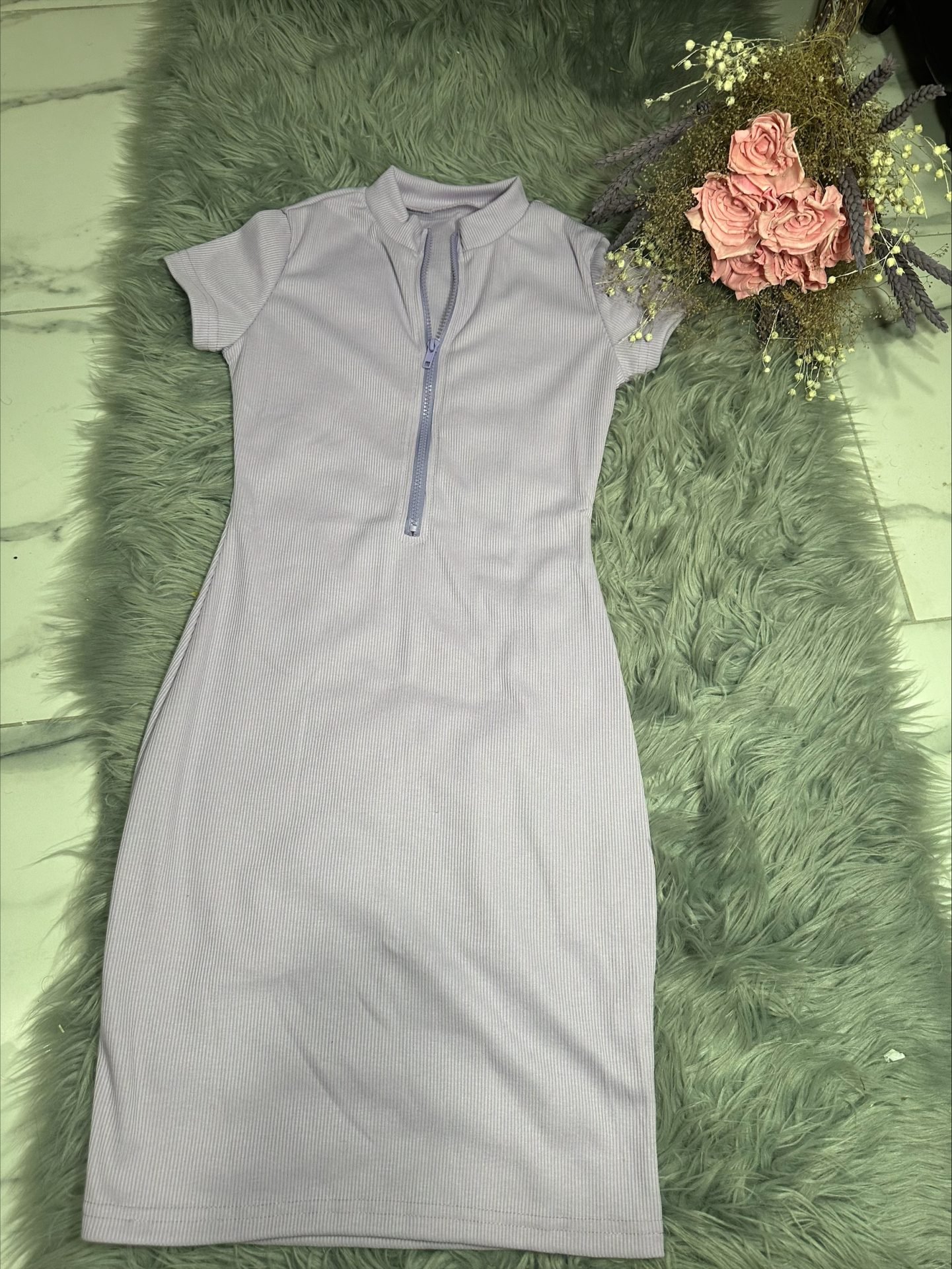 Short Sleeve Zip-up Dress - Imagen 6